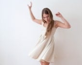 White dress with full skirt, sleeveless summer dress, one of a kind size XS, - lapetitenina