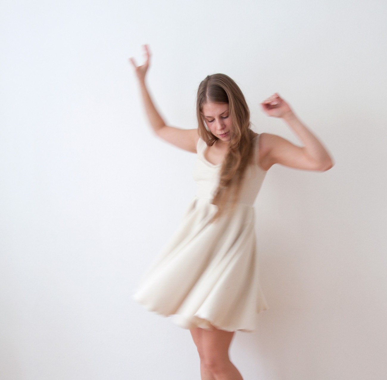 White dress with full skirt, sleeveless summer dress, one of a kind size XS,