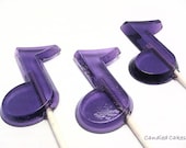 Buy 12 Get 12 Free - MUSICAL NOTE Hard Candy LOLLIPOPS - Any Color and Flavor