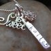 SWEET 16 handstamped bar necklace with swarovski crystal bling flower