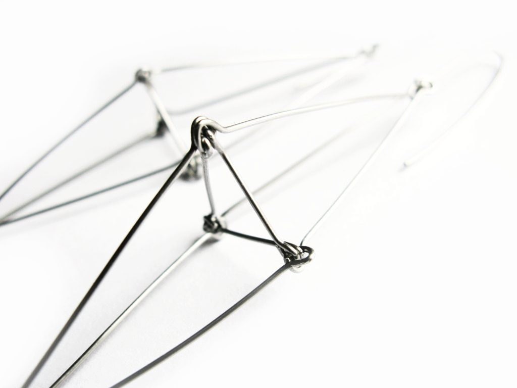 Geometric spindle stainless steel earrings Futuristika
