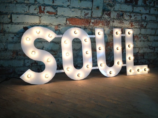Metal Letters SOUL light fixture 18 inch tall marquee signage