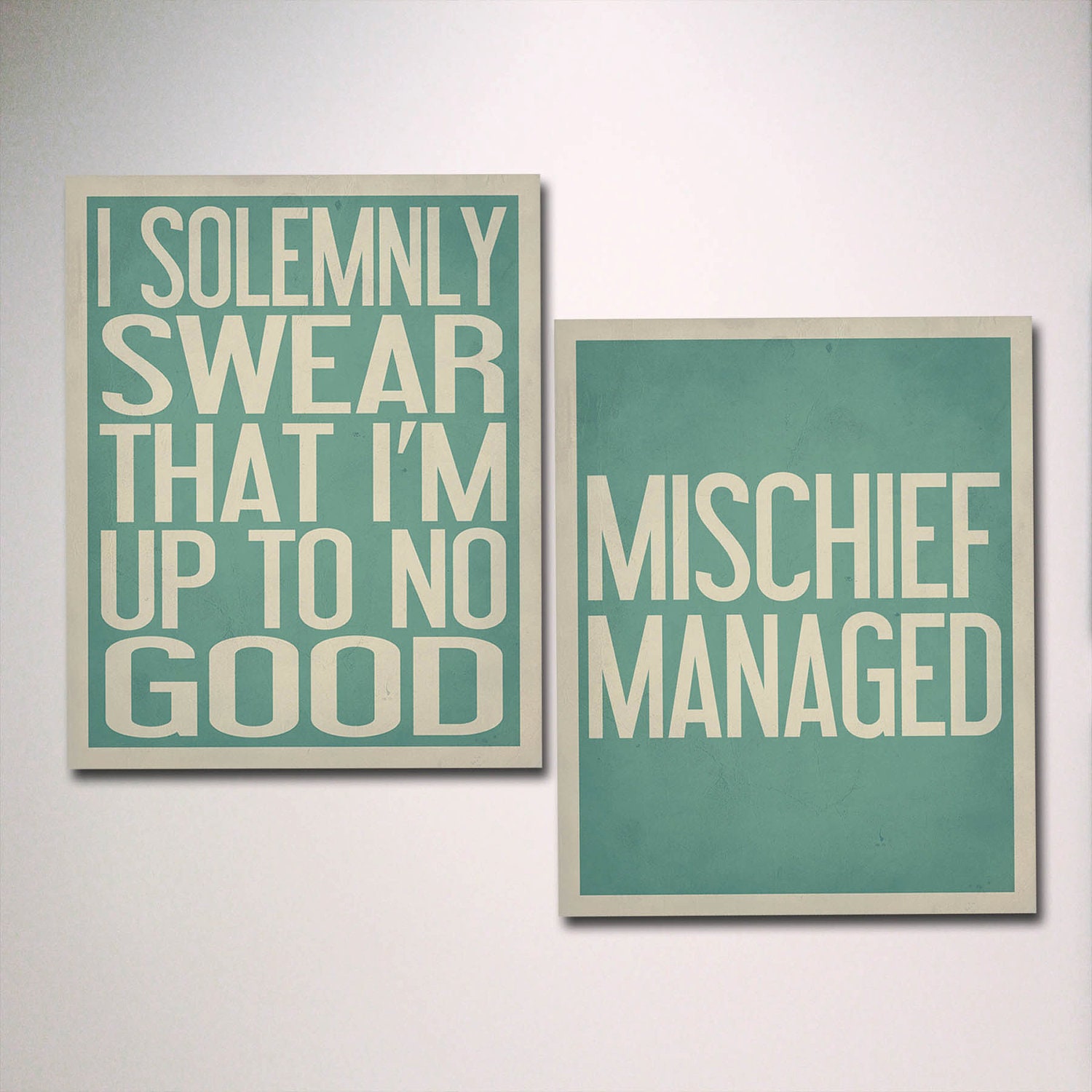 Typography Art / TWO 16" x 20" Poster Prints / Wall Art Set of 2 / I Solemnly Swear That I'm Up To No Good / Mischief Managed