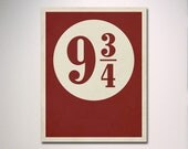 Platform 9 3/4 with Distressed Effect 8" x 10" Poster / Harry Potter Typography / Child's Room / Wall Art