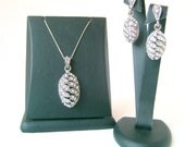 Art deco crystal rhinestone rhoidum plated necklace and post earrings 925 sterling silver chain bridal jewelry bridesmaid gifts