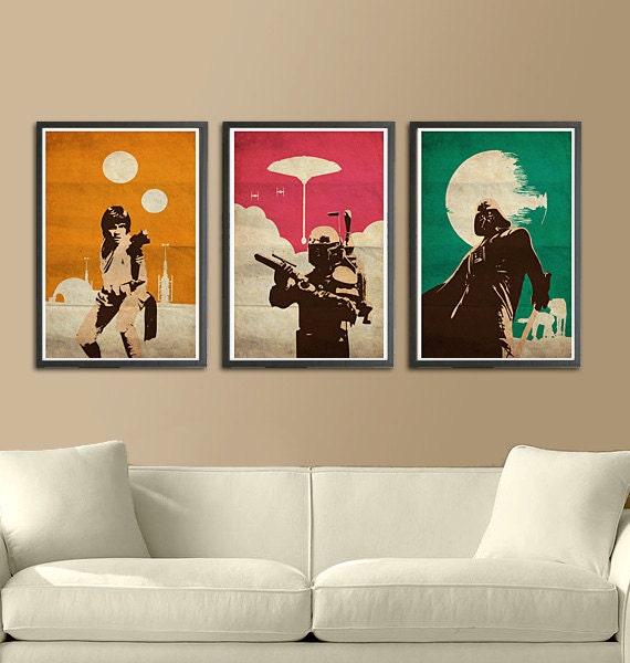 Vintage Pop Art Star Wars Trilogy for 40 Dollars - 11"X17" Print