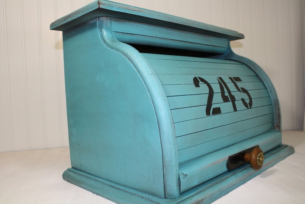 Vintage Rolltop Breadbox - Painted and Distressed