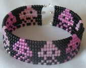 Space Invaders Cuff Beadwoven Pink Fuschia Black
