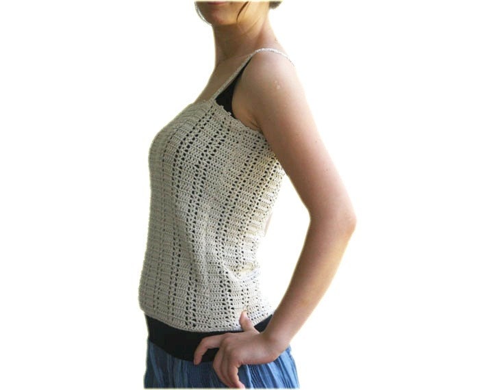 Beige Sweater with Straps - Crochet Top - Women and Teens Accessories - Spring Summer Fashion - Chic Elegant Tank - Neutral