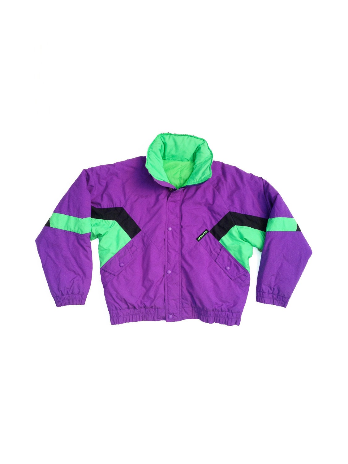 1990 Neon Sun Ice Hulk Themed Ski Jacket - S / M