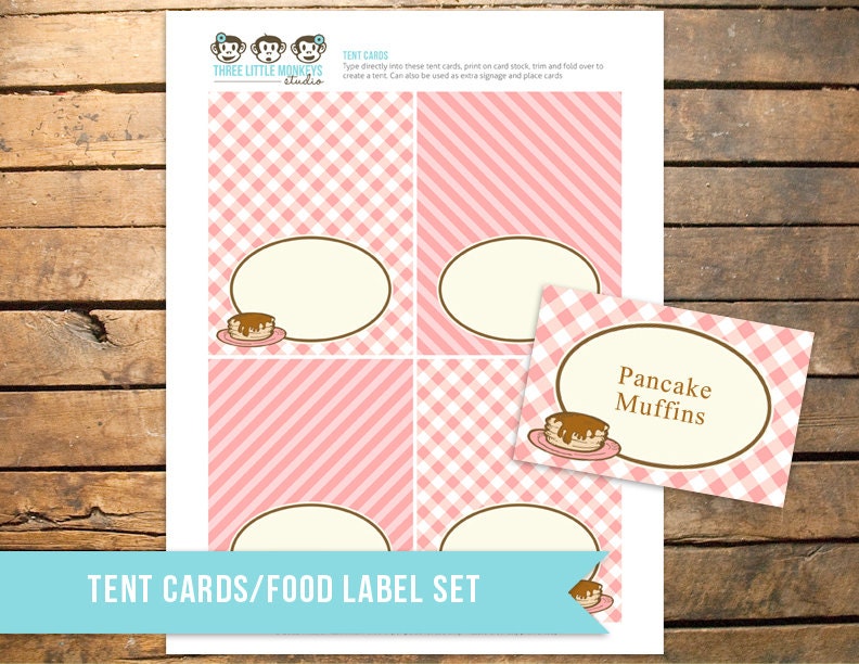 Pancakes and PJs Pajamas Tent Cards or Food Labels - Editable PDF Il_570xn