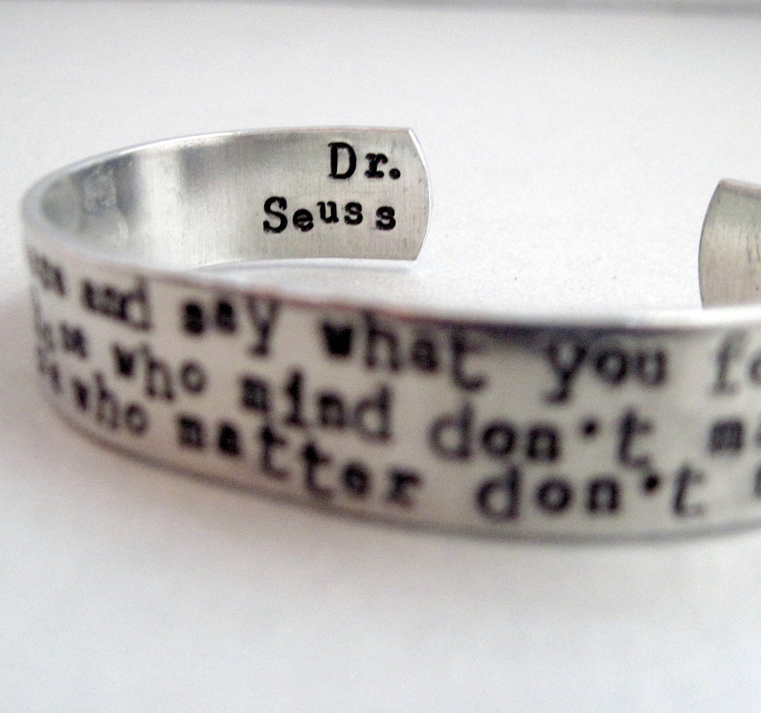 Dr Seuss Bracelet - Be Who You Are - 2-Sided Hand Stamped Aluminum Cuff - customizable