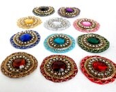 2 Rhinestone Appliques.Make Rhinestone Brooch. Indian Appliques in Kundan. Mandala.Medallion. custom color