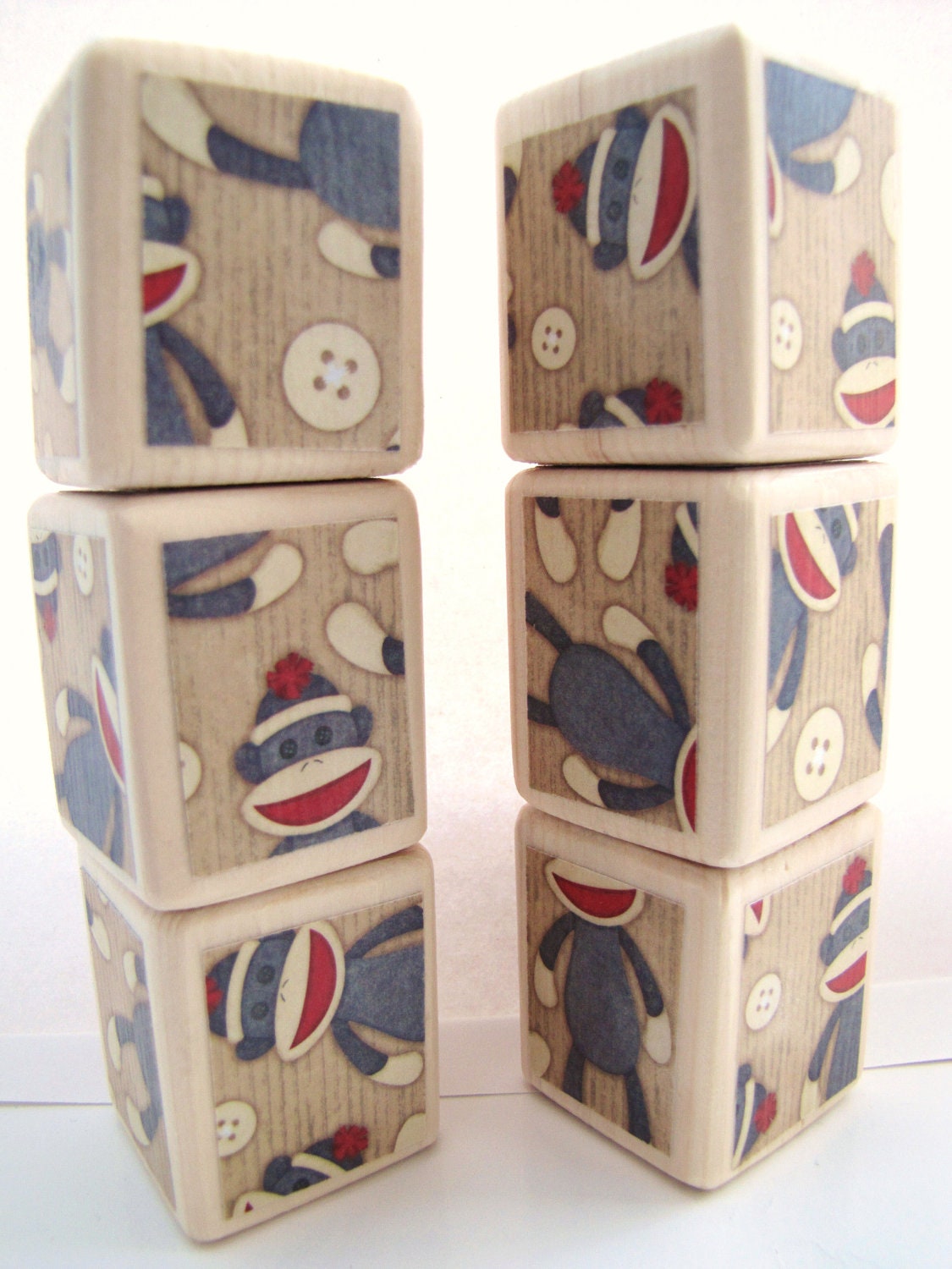 Sock Monkey. Baby Blocks. Classic Wood Toy. BABY SHOWER DECOR. 1st Birthday. Personalized