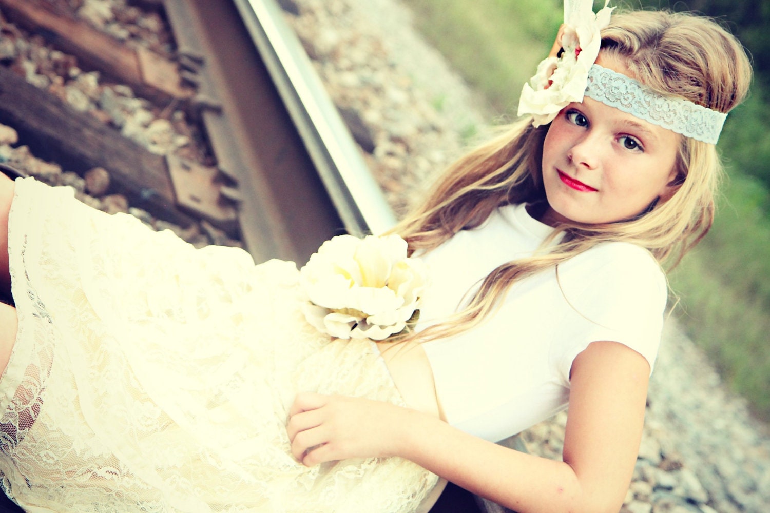 Shabby chic lace flowergirl vintage inspired girl dress EtsyKids Team