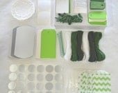 Sale 65% off - Holiday gift wrap kit - Green, white and silver - for gift wrap and crafts - Christmas and holiday packaging