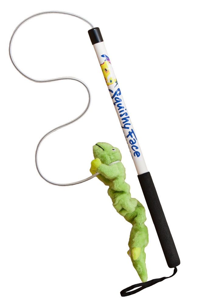 Flirt Pole Jr. with Green Zanies Bungee Gecko Lure - Chase Dog Toy for Fun Obedience Training & Exercise