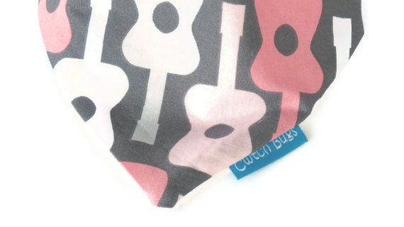 Bandana Dribble Bib Super Absorbent Bamboo and 'Groovy Guitar in Bloom' fabric -  Another Gift Idea by Cwtch Bugs