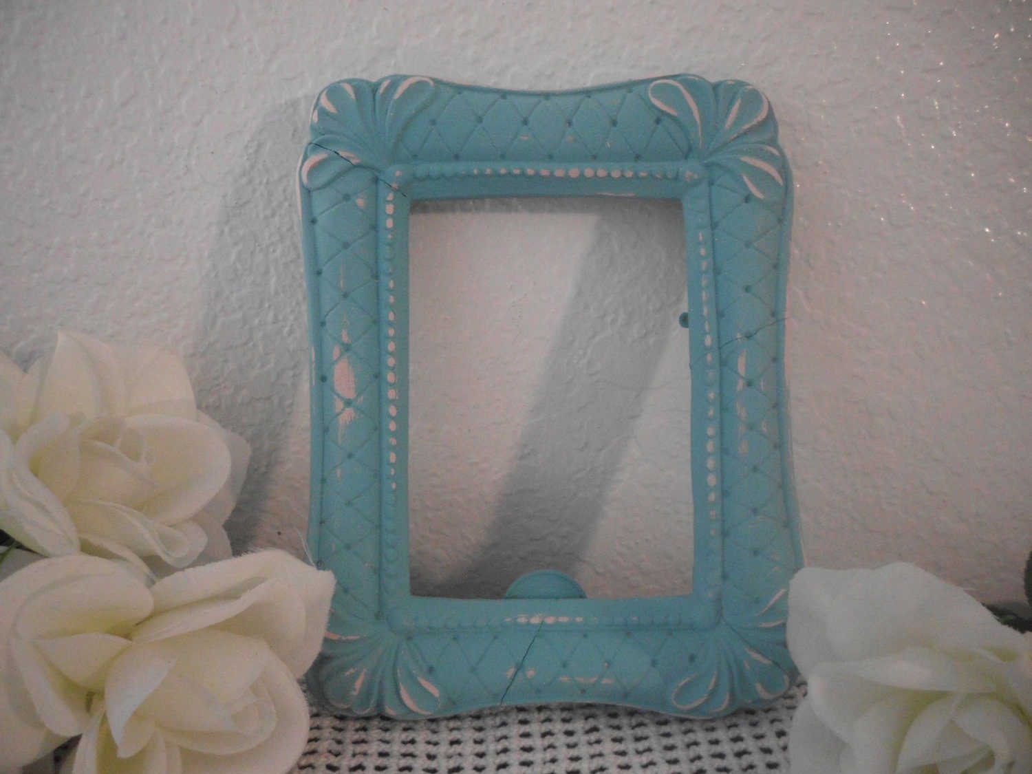 Beach Cottage Blue Shabby Chic Distressed Photo Picture Frame Coastal Living Aqua Turquoise Teal French Country Farmhouse Home Decor