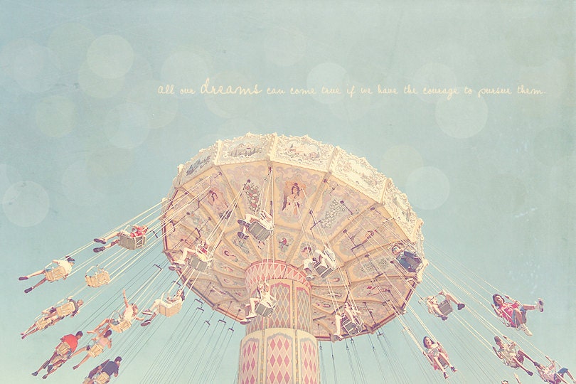 Carnival Flying Swing Photo Art Print Children Nursery Blue Sky Fair Whimsical Summer - 5 x 7