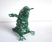 Unique Wire Bird Sculpture - GREEN PENGUIN - One of a Kind Sculpture