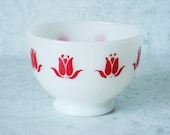 Cottage Cheese Bowls Red Fire King Sealtest - Vintage Tulip Bowls - Sealtest Cottage Cheese Bowls