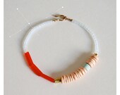 Beaded Colorblock Bracelet in Coral and Pink, The Bellatrix