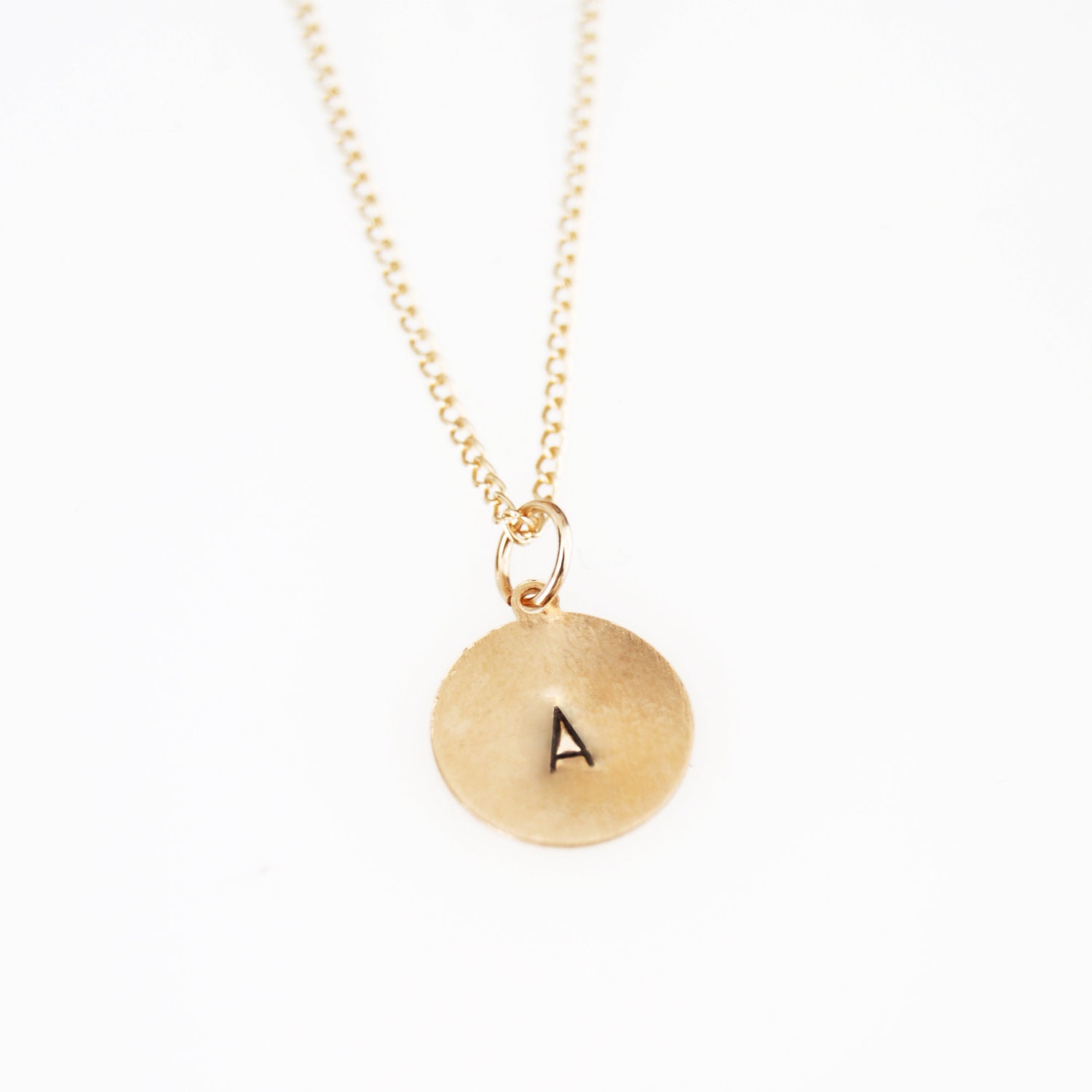 Initial Pendant, 14k Gold Fill Custom Hand Stamped, Add-on Charm Only
