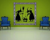 Double Double Toil and Trouble - Witches Stirring Their Brew - Vinyl Wall Art Decal Sticker