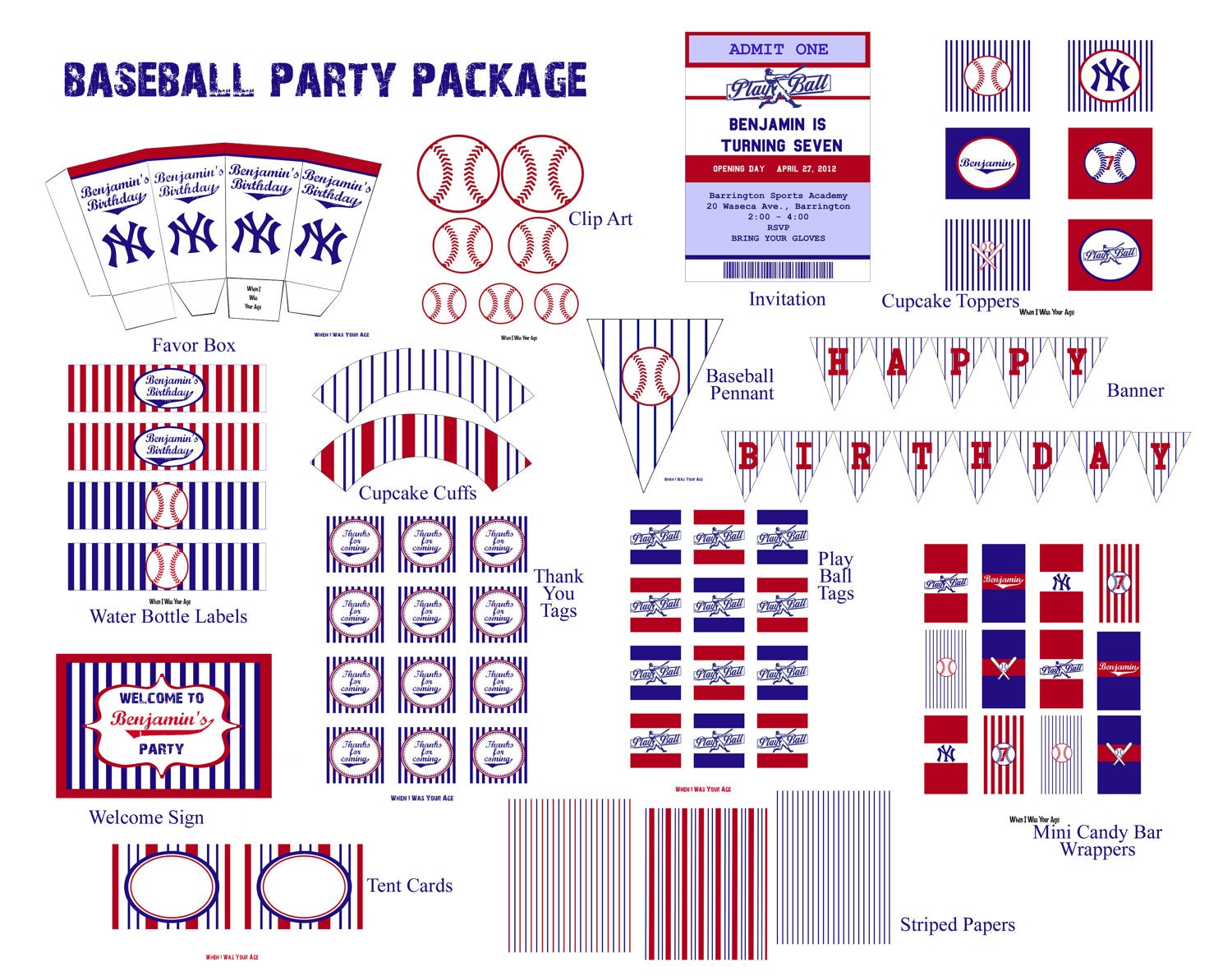 Personalized Printable Baseball Birthday Party Package Il_170x135