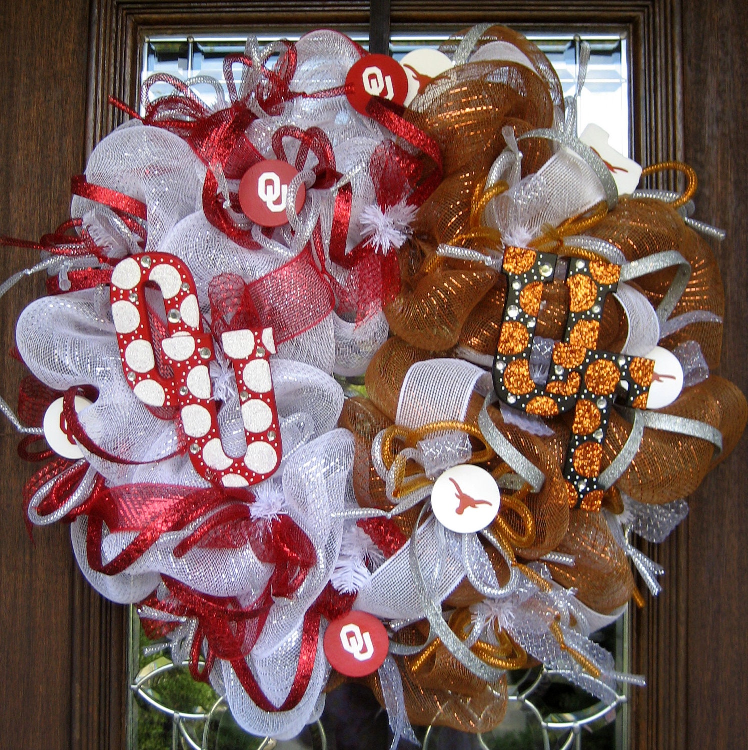 Deco Mesh OU/UT HOUSE Divided Wreath