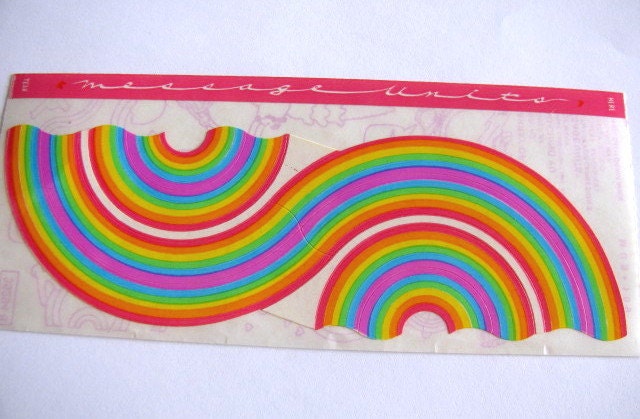 Vintage Cardesign Rainbow Message Units Stickers - 80's