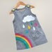 RAINBOW & silver cloud- Little girls dress-grey corduroy age 6M to 6T-Wild Things Dresses