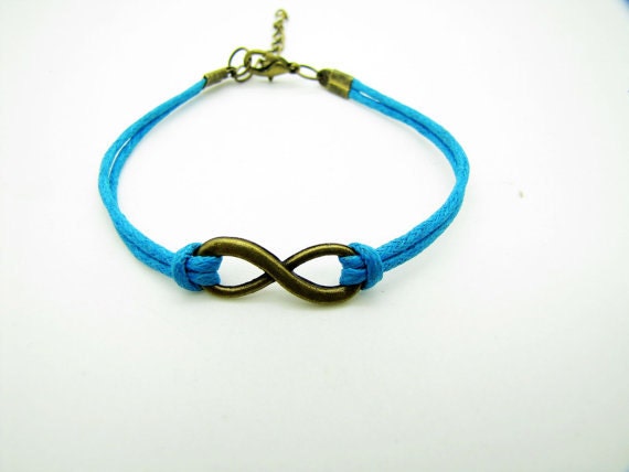 Blue Rope Steampunk Bracelet bronze infinity wish karma bracelet,Infinity Wish Bracelet Adjustable Bracelet 1191S