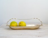 Mid century oval Fruit Bowl, Traditional Table decoration, silver plated shabby chic long platter, Christmas Tabletop, Mad men, Hostess Gift