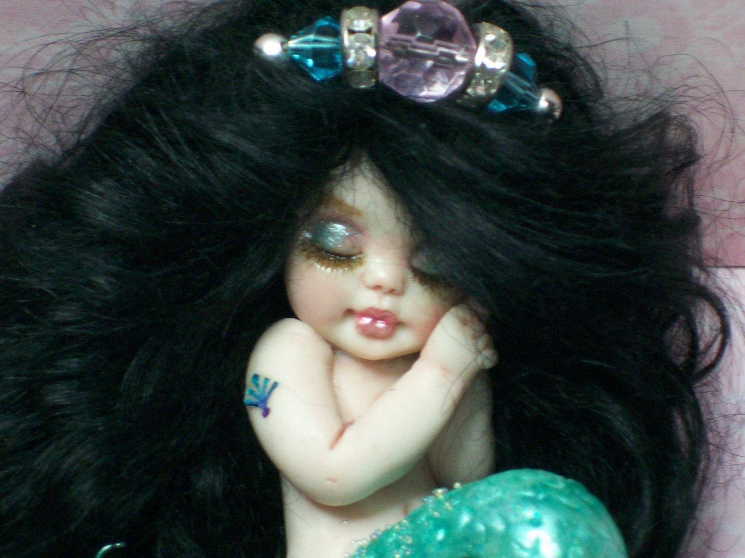 OOAK art doll fantasy mermaid baby polymer clay sculpture fairy   IADR       free shipping