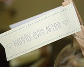 Happily Ever After drink, cocktail stirrers with kraft, white and cream paper flags