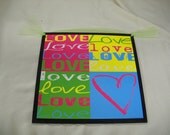Love Color Blocks Wall Art Sign Girls Bedroom decor Signs Dorm room teens CHOOSE BACKGROUND
