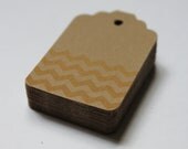 Yellow Gold Chevron Embellishment Die Cut Tags for Gifts, Scrapbooking, or Paper Crafts-  Set of 50