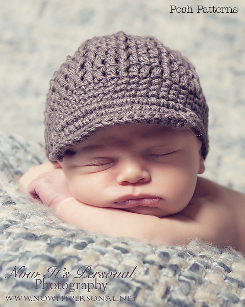 Crochet Hat PATTERN - Baby Newsboy Hat Beanie Crochet Pattern - Instant Download PDF 108 - Newborn to Adult - Photo Prop Pattern