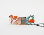 Fox Necklace Animal Necklace Woodland Necklace Orange