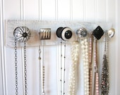 Necklace Holder Wall Display with Gray, Black, and Clear Knobs