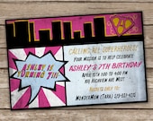 Printable DIY Superhero Birthday Invitation, Little Girl, Birthday Party