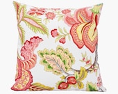 Coral Pink Floral Pillow, Pastel Pillow, 18x18 inches, Pink Decorative Pillow, Multicolor, Botanical, Designer, Throw pillow