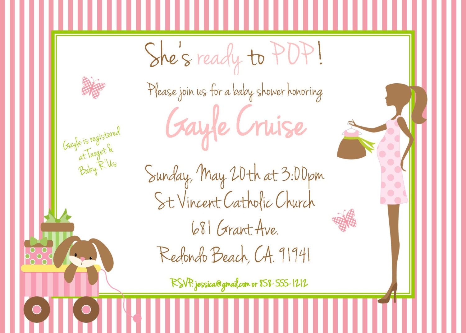 Ready to Pop Invitation, baby shower invitation, gender reveal with envelope Il_570xn