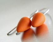 Minimalist orange drop polymer clay earrings. Sterling filled earwires