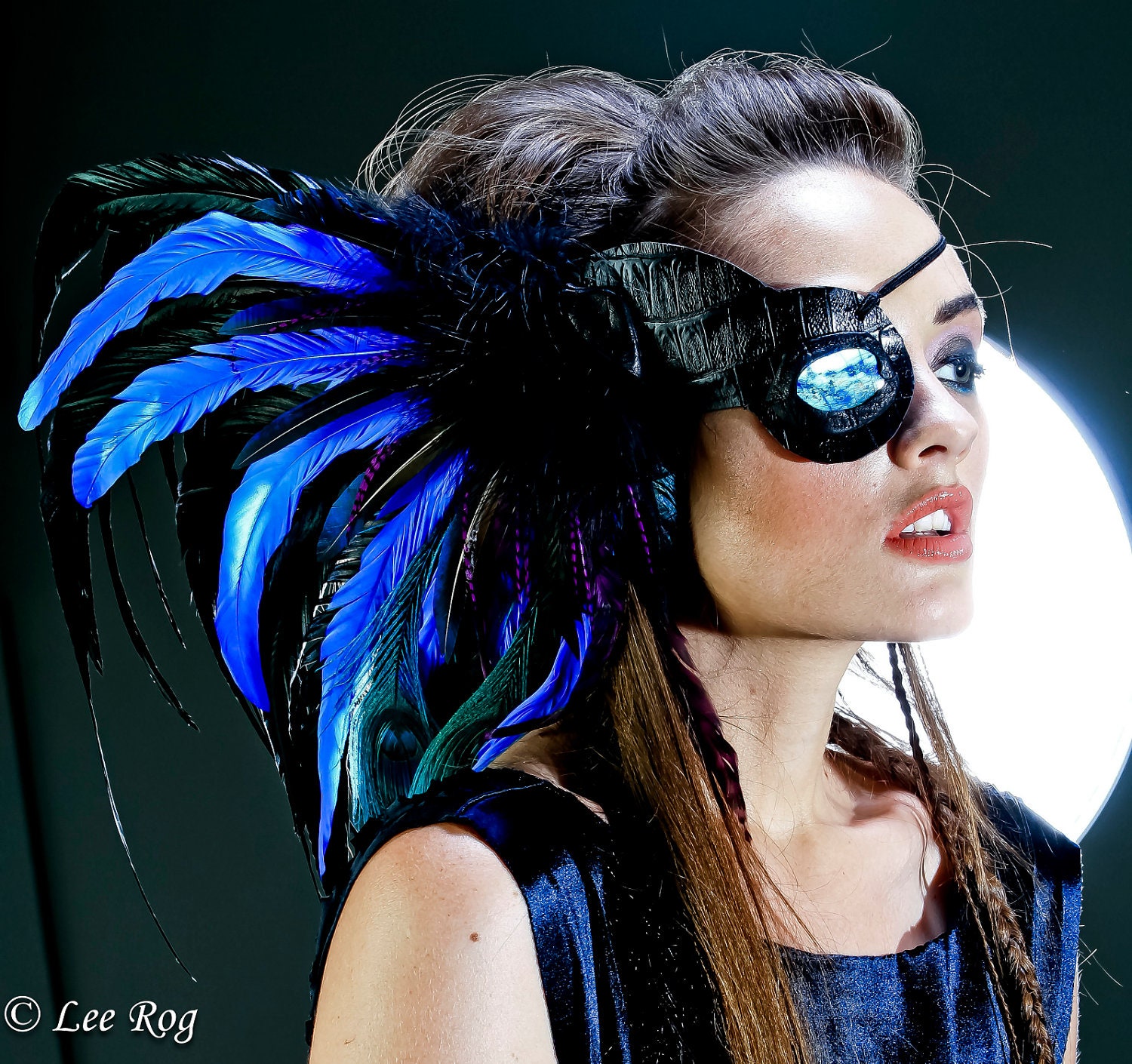 Illyria Feather Headdress - For Maya - Custom Eye Patch Feather Headdress
