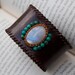 Leather Cuff Bracelet MOONSTONE and TURQUOISE Macrame Semi Precious Stone Bracelet - Sleek Style (Stone for fortune and passion)