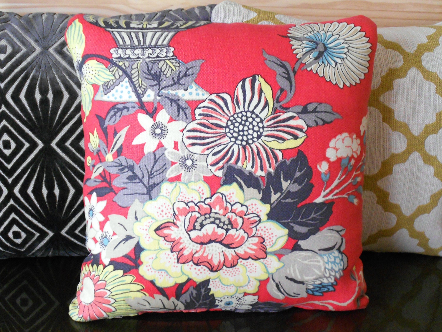 Decorative throw pillow, pink coral floral pillow