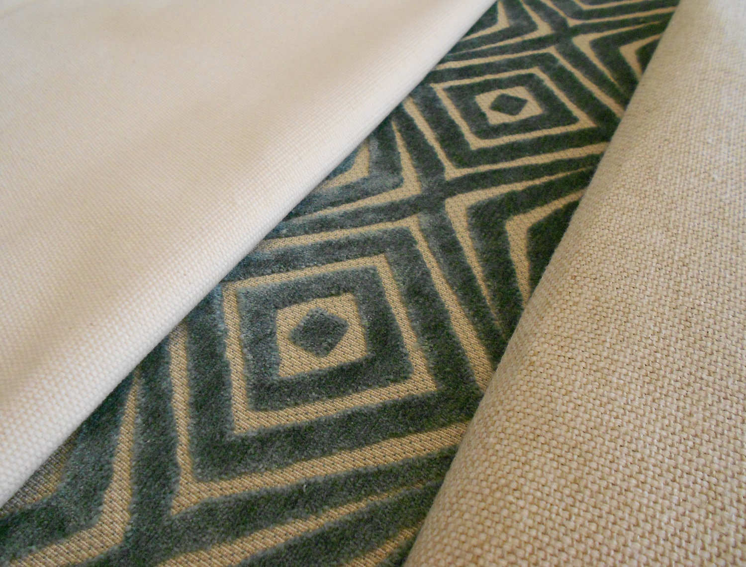 Decorative pillow cover, teal blue, cut velvet, retro diamonds, accent pillow, throw pillow